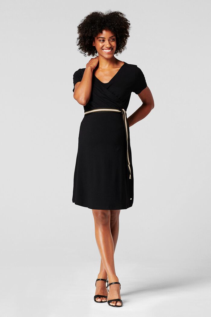 Jersey-Kleid mit Stillfunktion und Gürtel, BLACK INK, detail image number 0