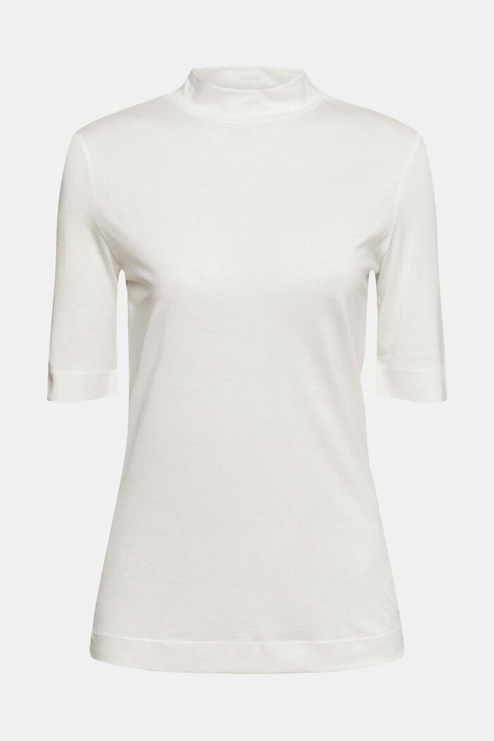 Mit TENCEL™: T-Shirt mit Stehkragen, OFF WHITE, overview