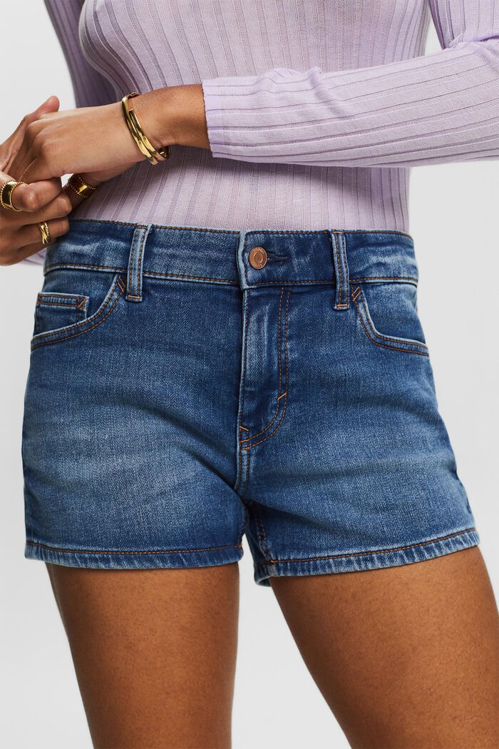 Jeans-Shorts mit mittelhohem Bund, BLUE MEDIUM WASHED, detail image number 4