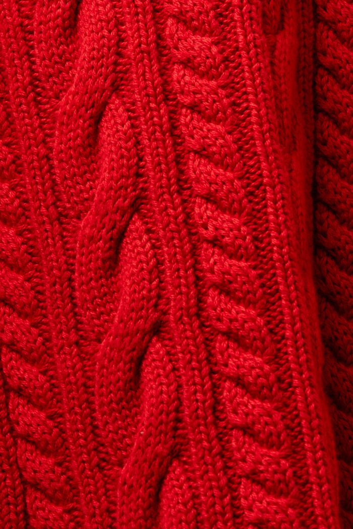 Zopfstrickcardigan aus Bio-Baumwolle, DARK RED, detail image number 5