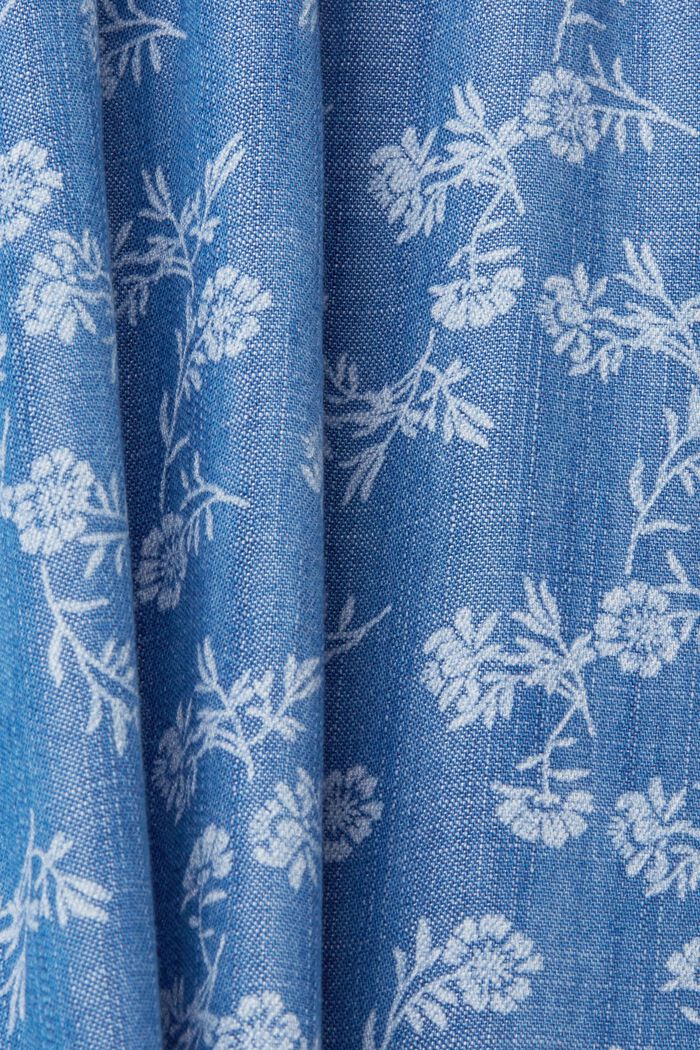 Denim-Minikleid mit floralem Print, BLUE MEDIUM WASHED, detail image number 4
