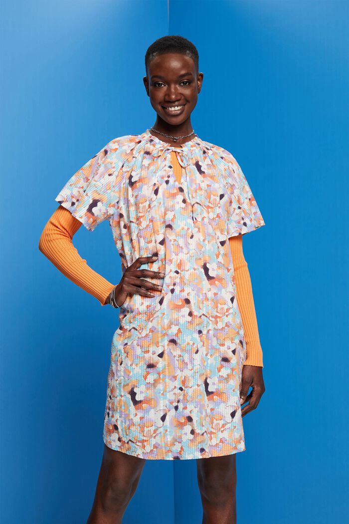 Kleid aus strukturierter Baumwolle, PURPLE, detail image number 0