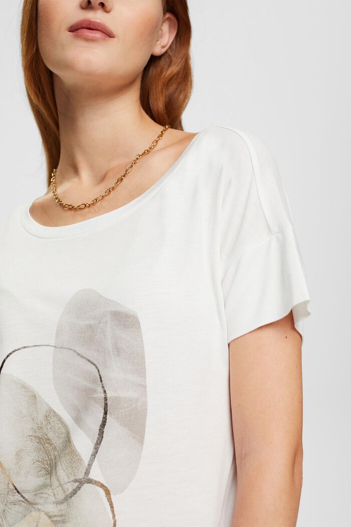 T-Shirt mit Metallic Print, LENZING™ ECOVERO™, OFF WHITE, detail image number 0