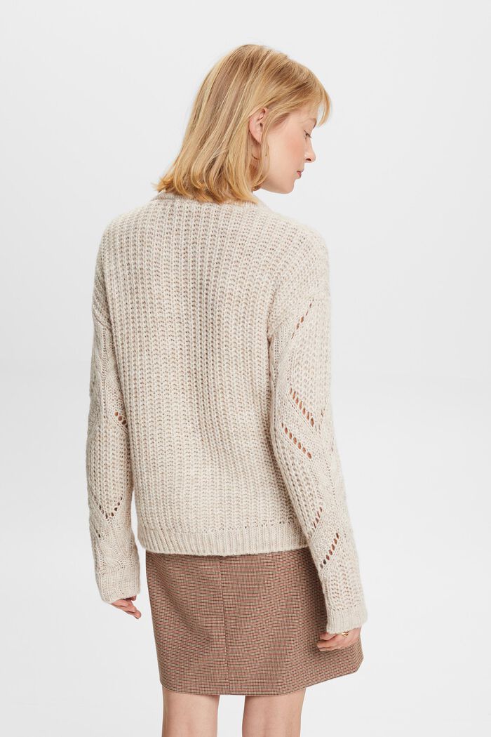 Offenmaschiger Pullover aus Wollmix, DUSTY NUDE, detail image number 4