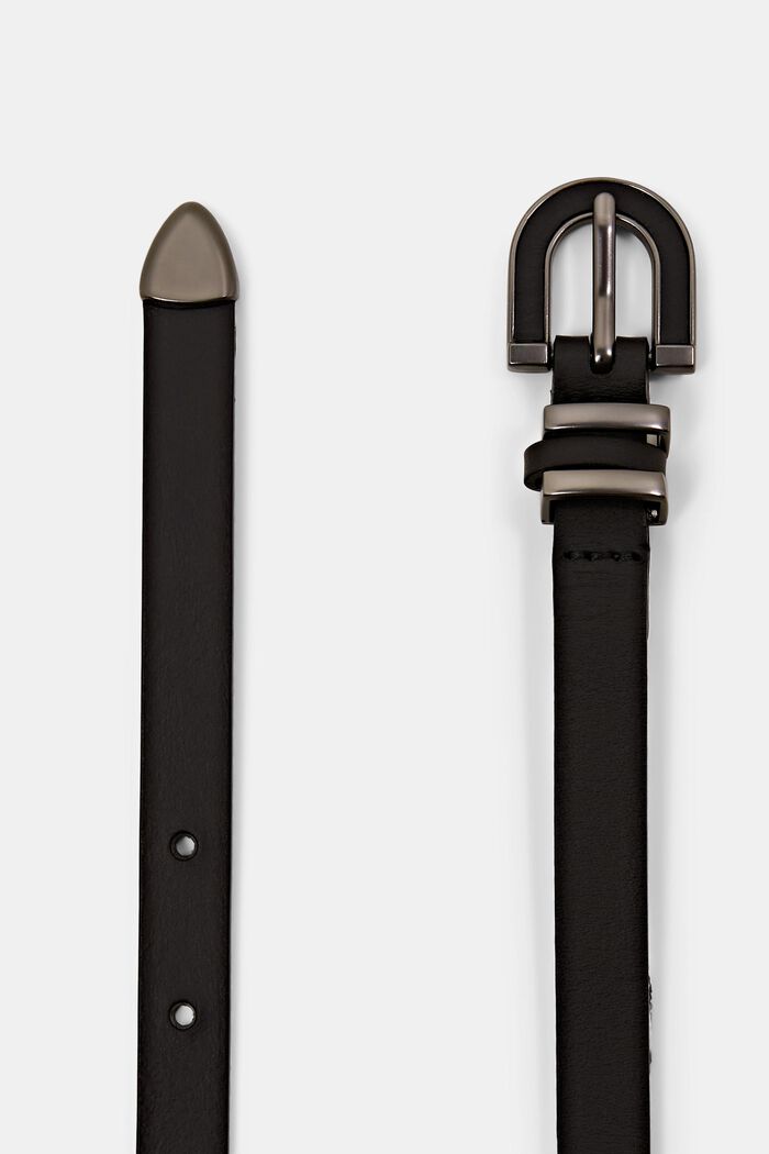 Schmaler Ledergürtel, BLACK, detail image number 1