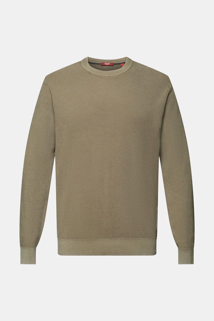 Pullover mit Rundhalsausschnitt, 100 % Baumwolle, KHAKI GREEN, detail image number 5