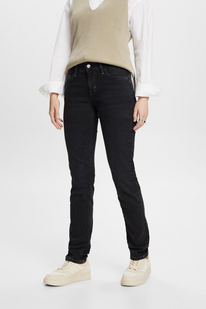 Schmale Jeans mit mittlerer Bundhöhe, BLACK RINSE, detail image number 0