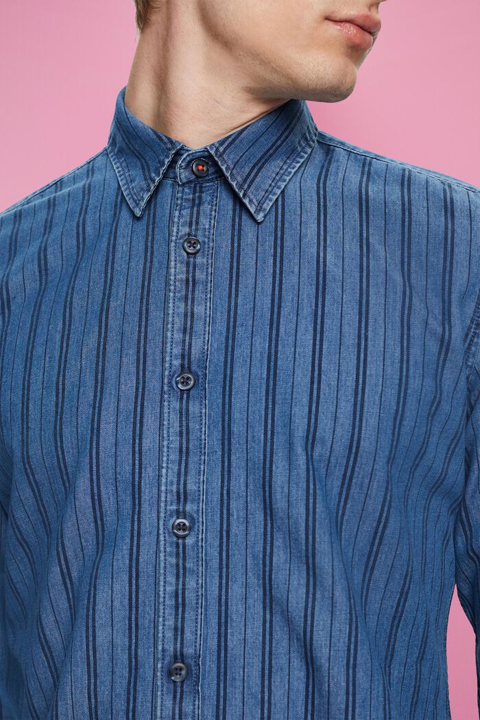 Schmal geschnittenes Jeanshemd mit Streifen, NAVY/BLUE, detail image number 2