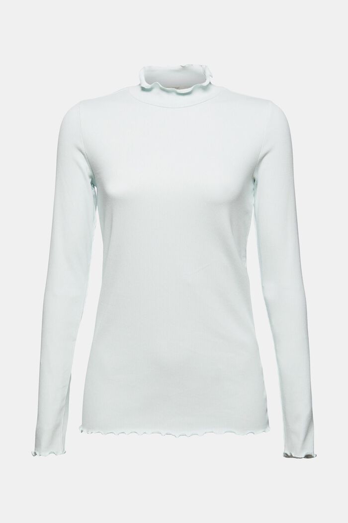 Geripptes Longsleeve, Organic Cotton, LIGHT TURQUOISE, overview