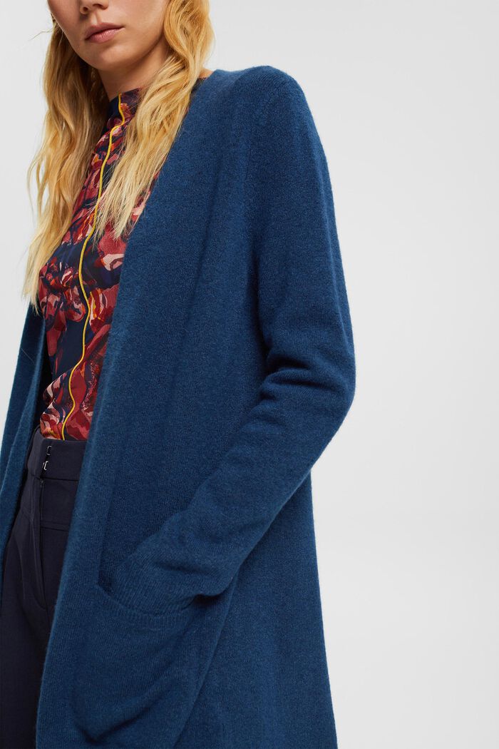 Mit Wolle: offener Cardigan, PETROL BLUE, detail image number 0