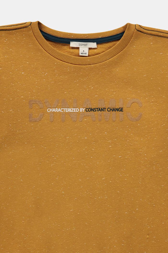 Sweatshirt in Sprenkel-Optik mit Print, BURNT ORANGE, detail image number 2