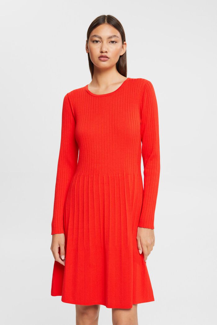 Kleid in Rippstrick, RED, detail image number 0