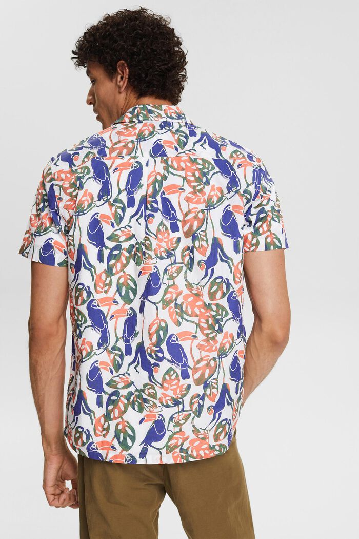 Kurzarm-Hemd mit Tropical-Print, 100% Baumwolle, WHITE, detail image number 5