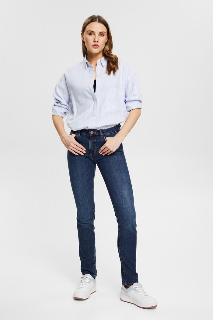 Schmale Jeans mit Stretch, BLUE DARK WASHED, detail image number 5