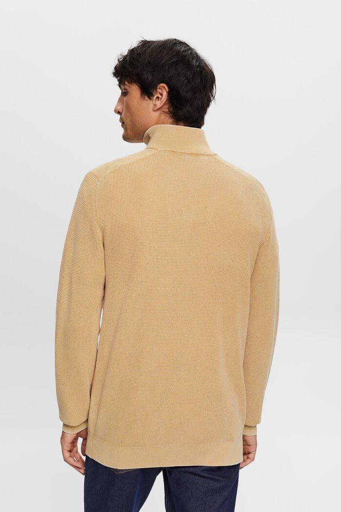 Pullover mit halbem Zipper, 100 % Baumwolle, BEIGE, detail image number 3