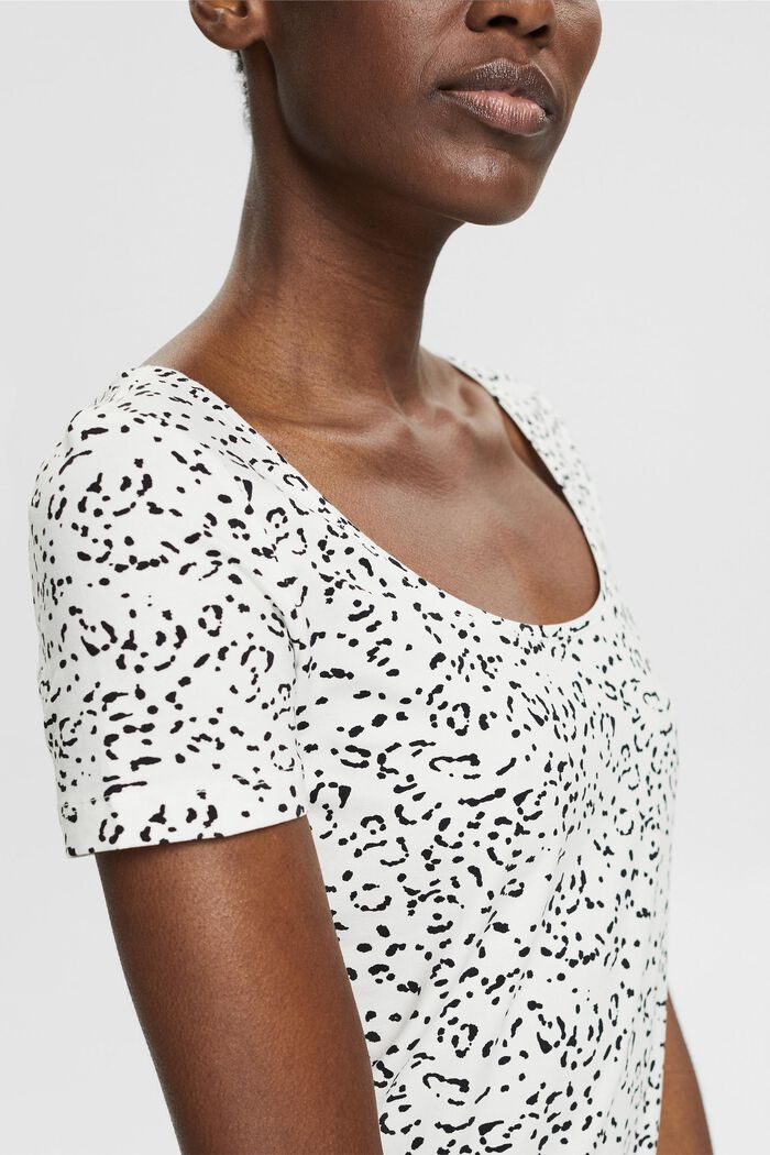 T-Shirt mit Musterprint, Bio-Baumwolle, OFF WHITE, detail image number 2