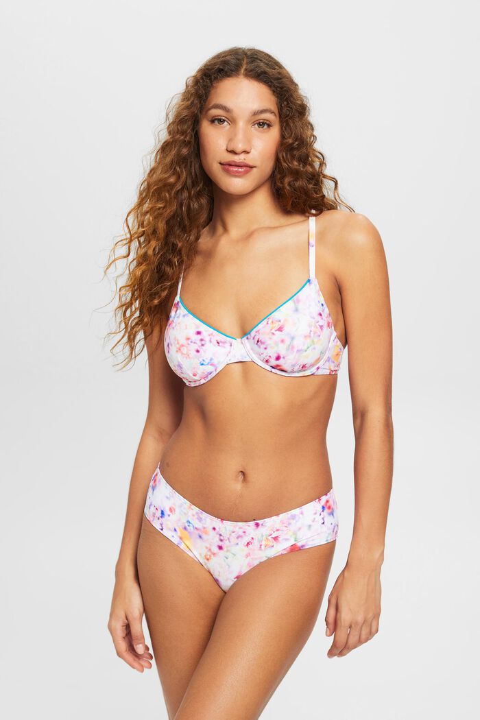 Bikini-Hipster mit floralem Print, TEAL BLUE, detail image number 0