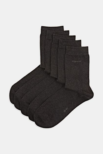5er-Pack unifarbene Socken, Bio-Baumwolle, ANTHRACITE MELANGE, overview