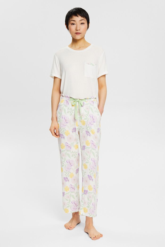 Pyjamahose mit Blumenmuster, LENZING™ ECOVERO™, OFF WHITE, detail image number 1