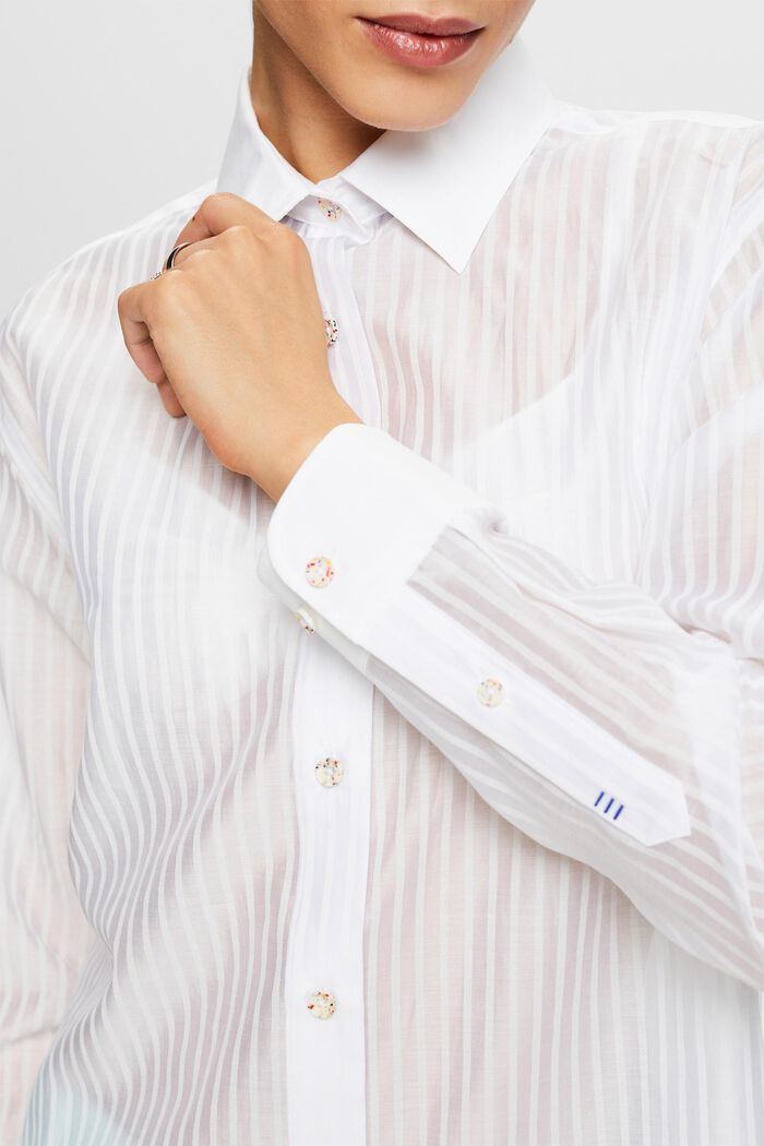 Transparentes Hemd mit Streifen, WHITE, detail image number 3