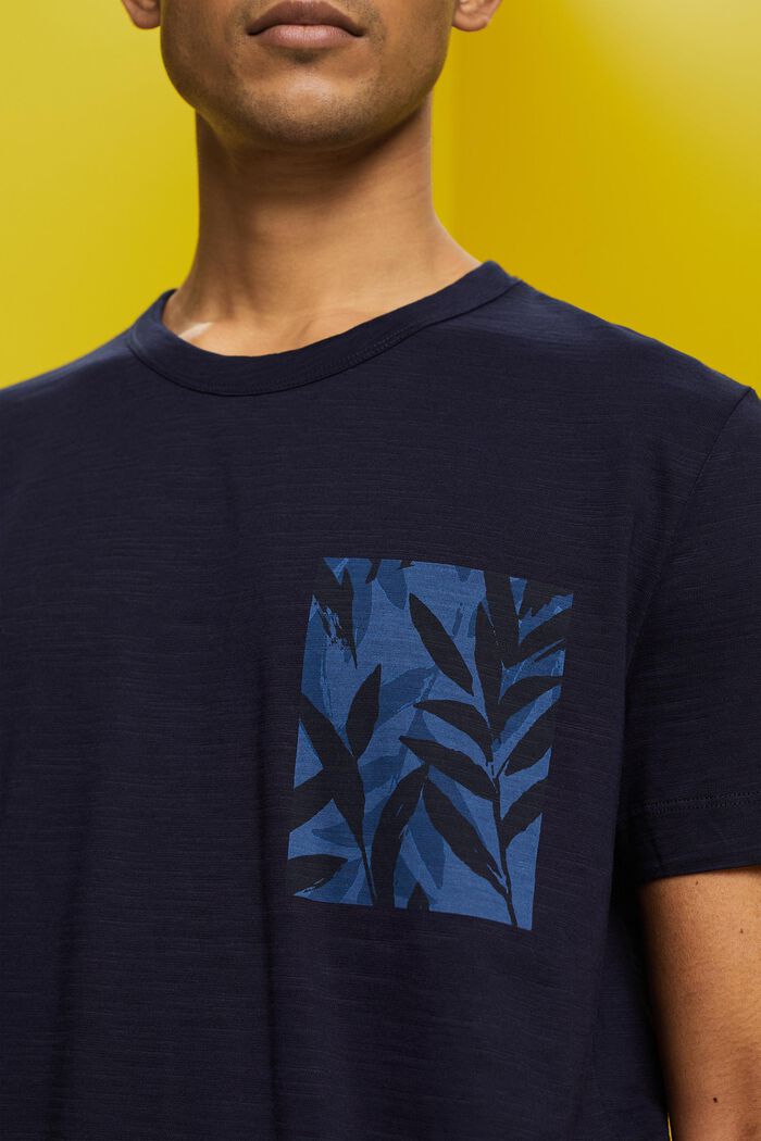 Jersey-T-Shirt mit Brust-Print, 100 % Baumwolle, NAVY, detail image number 2