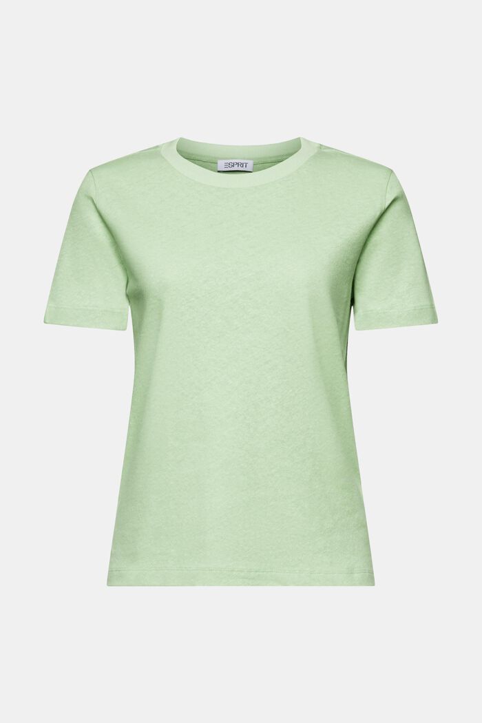 T-Shirt aus Baumwolle-Leinen-Mix, LIGHT GREEN, detail image number 7