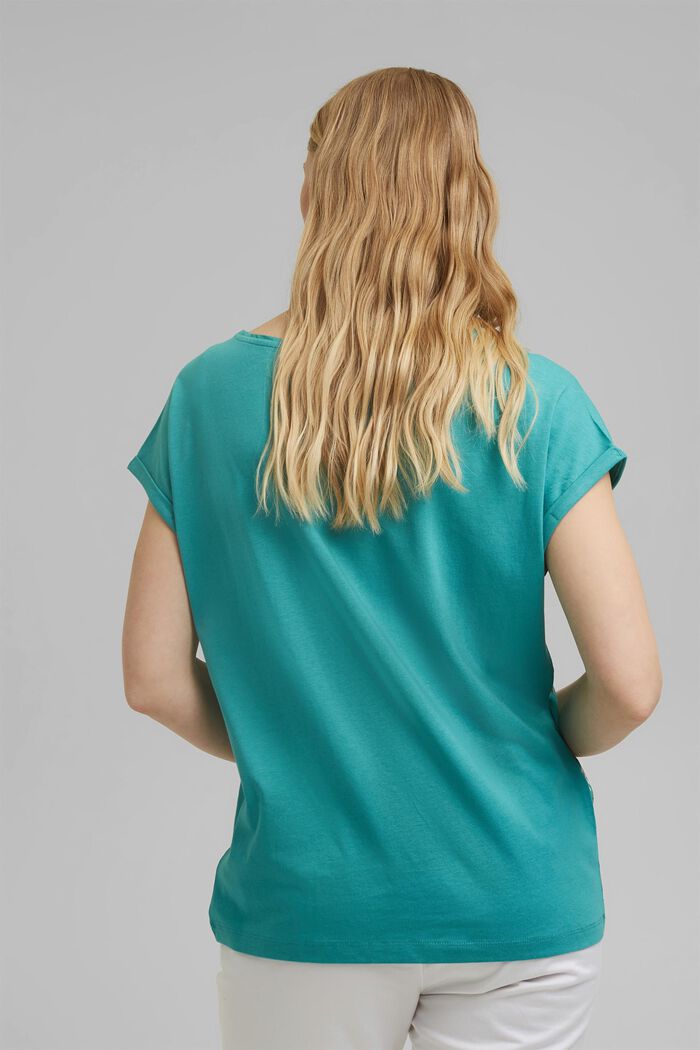 T-Shirt aus LENZING™ ECOVERO™/Organic Cotton, TURQUOISE, detail image number 3