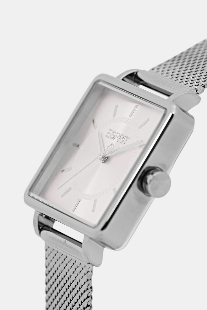 Eckige Uhr mit Mesh-Armband, SILVER, detail image number 1