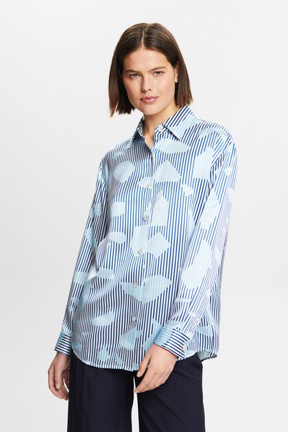 Button-Up-Seidenhemd mit Print