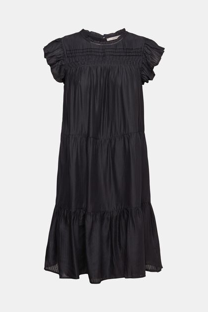 Kleid mit feinen Streifen, LENZING™ ECOVERO™, BLACK, overview