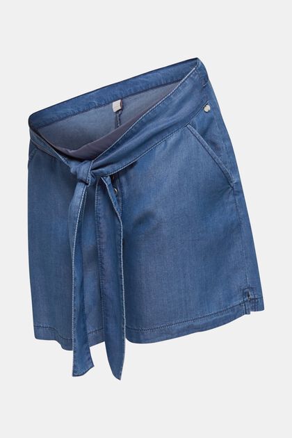 Lyocell-Shorts mit Unterbauchbund, BLUE MEDIUM WASHED, overview