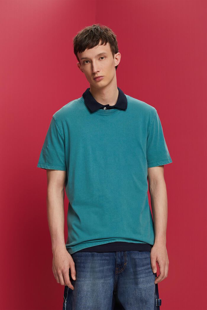 Jersey-T-Shirt, 100% Baumwolle, TEAL BLUE, detail image number 0
