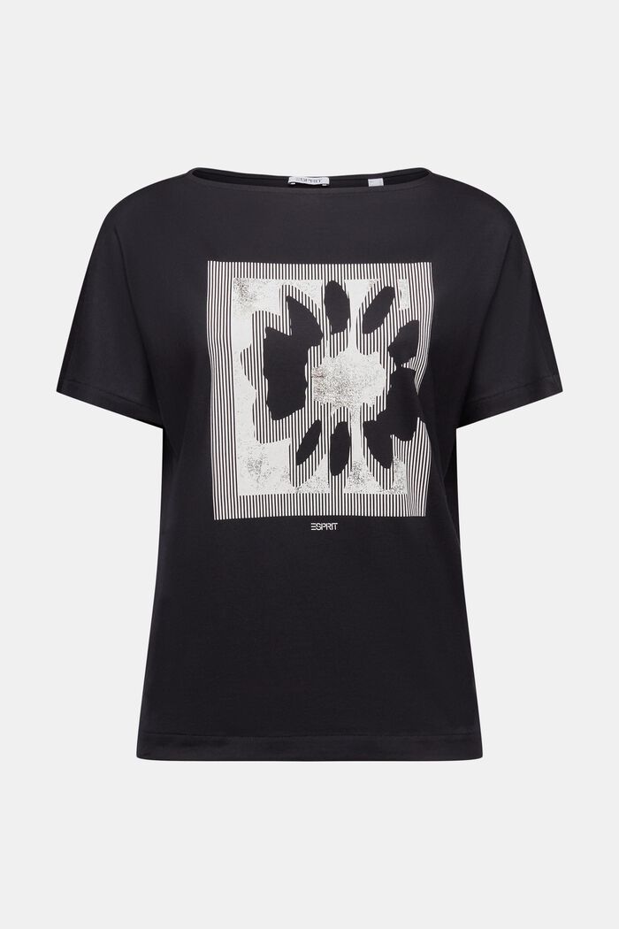 Jersey-T-Shirt mit Print vorne, BLACK, detail image number 6