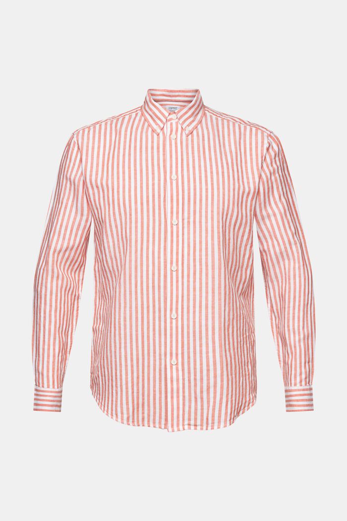 Gestreiftes Hemd aus Baumwoll-Popeline, BRIGHT ORANGE, detail image number 6