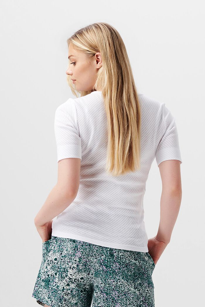 Pointelle-T-Shirt aus Bio-Baumwolle, BRIGHT WHITE, detail image number 1