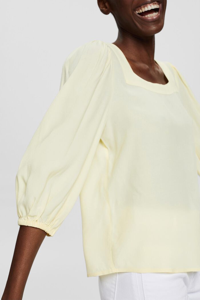 Bluse mit Karrée-Ausschnitt, LIME YELLOW, detail image number 2