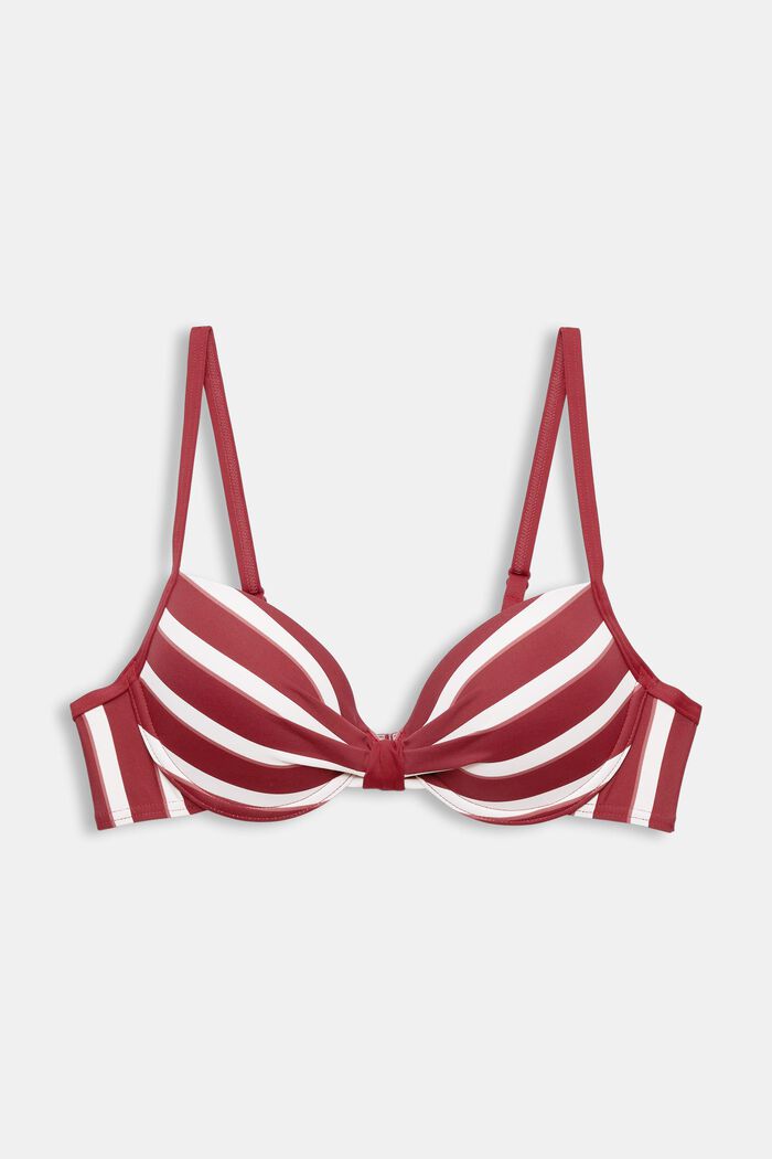 Bikini-Top mit wattierten Bügel-Cups und Streifen, DARK RED, detail image number 4