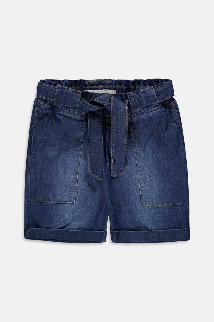 Paperbag-Shorts mit Gürtel, BLUE MEDIUM WASHED, detail image number 0