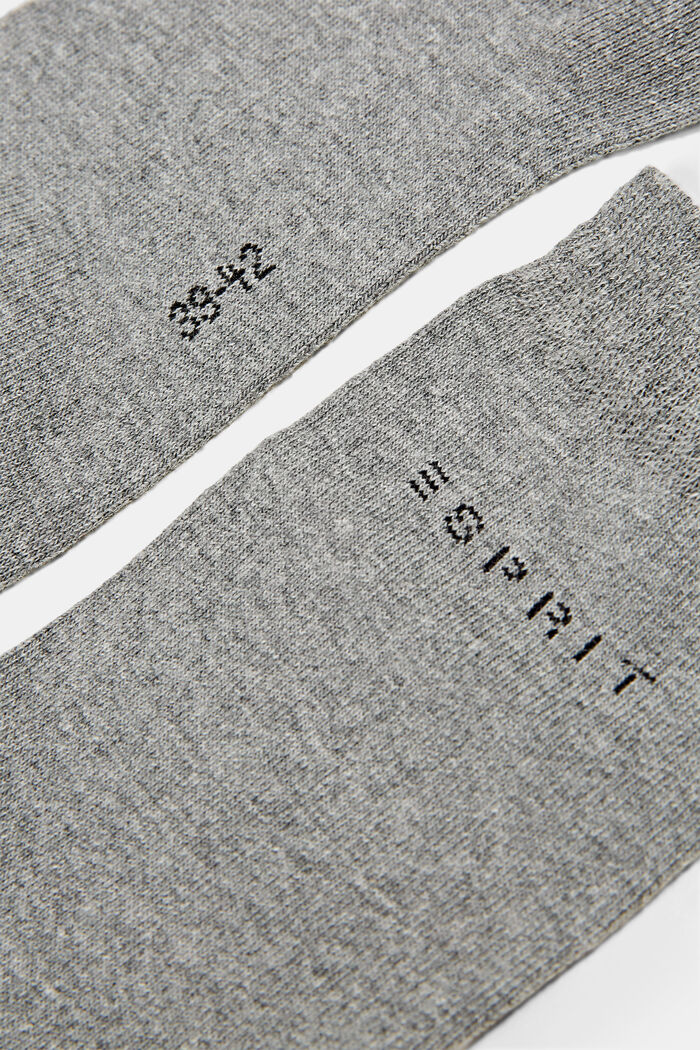Socken im Doppelpack mit eingestricktem Logo, Bio-Baumwolle, LIGHT GREY MELANGE, detail image number 1