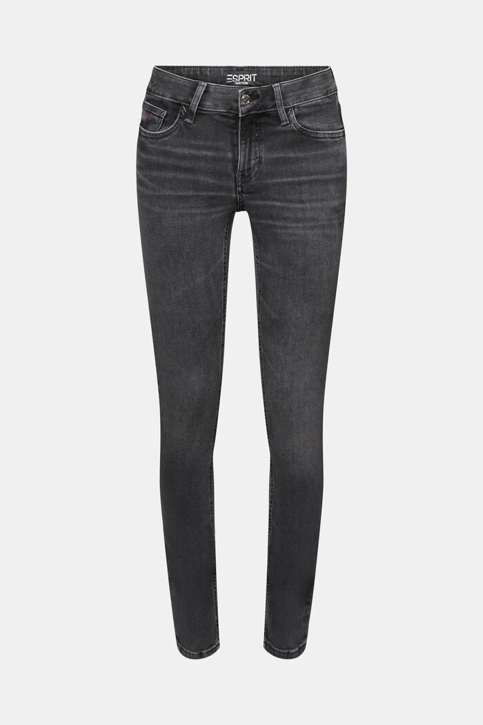 Skinny Jeans mit mittlerer Bundhöhe, BLACK DARK WASHED, detail image number 7