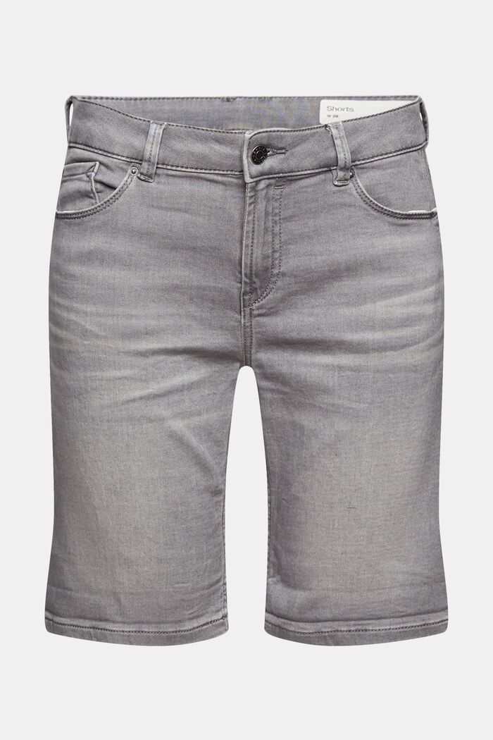 Jeans-Shorts aus Bio-Baumwoll-Mix, GREY MEDIUM WASHED, overview