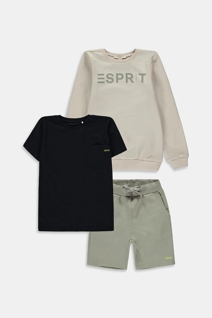 Gemischtes Set: Sweatshirt, T-Shirt und Shorts, LIGHT BEIGE, overview