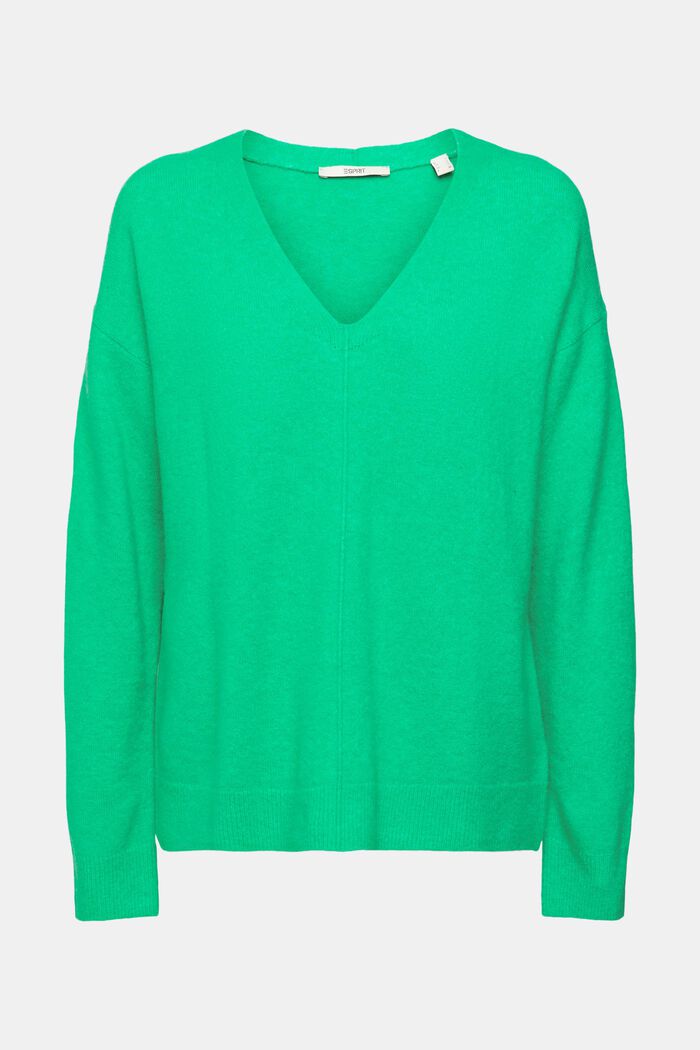 V-Ausschnitt-Pullover aus Wollmix, LIGHT GREEN, detail image number 2