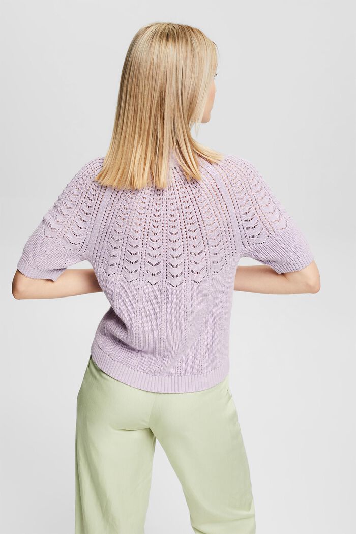 Kurzarm-Pullover aus 100% Baumwolle, LILAC, detail image number 3