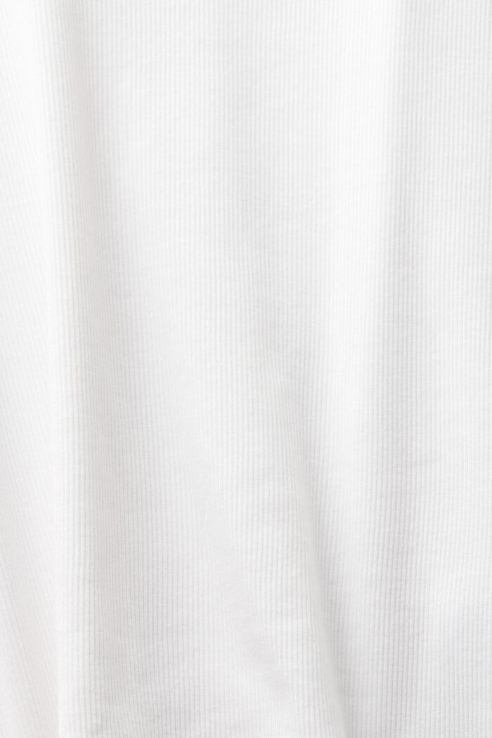 Geripptes T-Shirt mit V-Ausschnitt, OFF WHITE, detail image number 5