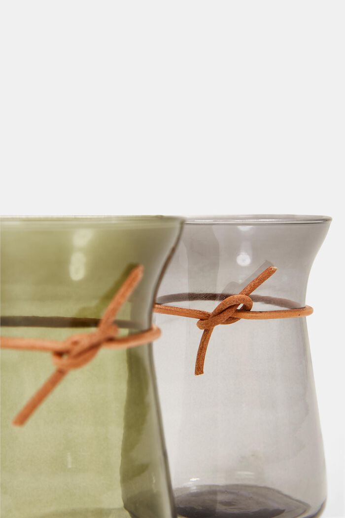 2er-Set Vasen mit Lederband, GREEN, detail image number 1