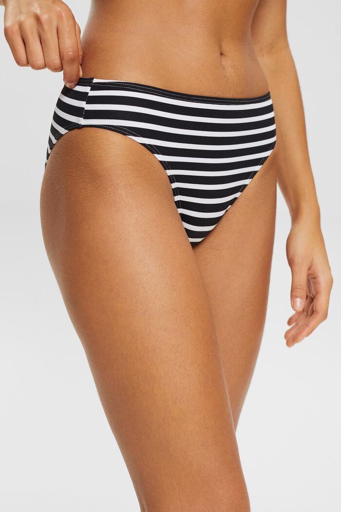 Bikini-Slip mit Streifenmuster, BLACK, detail image number 1