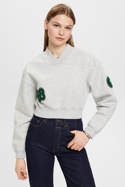Cropped College-Sweatshirt mit Patches