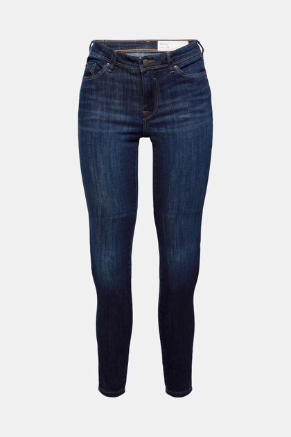 Stretch-Jeans aus Baumwoll-Mix, BLUE DARK WASHED, overview