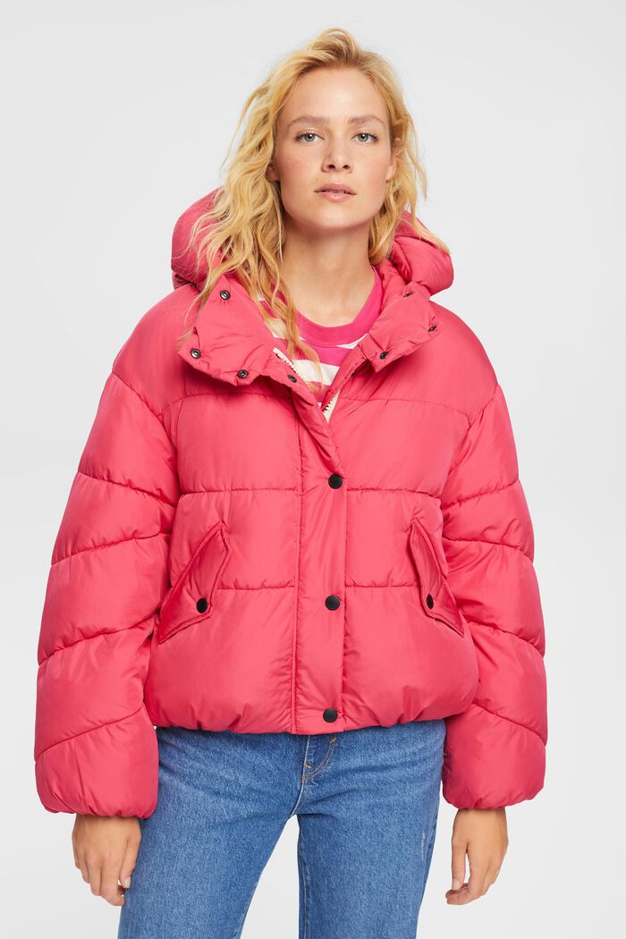 Color-Block-Steppjacke, PINK FUCHSIA, overview